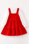 White long sleeve top and red dress. OFG63351 BRE