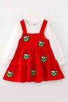 White long sleeve top and red dress. OFG63351 BRE