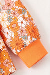 Orange printed floral long sleeve top and matching bottoms. OFG61638 Bre