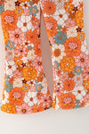 Orange printed floral long sleeve top and matching bottoms. OFG61638 Bre
