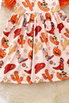 Halloween pumpkin printed wester dress. DRG54388 JEAN