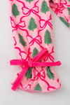 Pink Christmas tree & bow printed girls pajamas. PJG60521 SOL