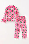 Pink Christmas tree & bow printed girls pajamas. PJG60521 SOL