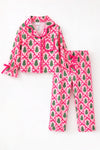 Pink Christmas tree & bow printed girls pajamas. PJG60521 SOL