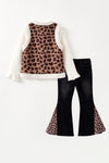 White animal printed applique top animal printed vest & matching denim jeans. OFG62669 AMY