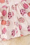 DRG42124 NAY: Pumpkin printed dress w/ bubble sleeve.