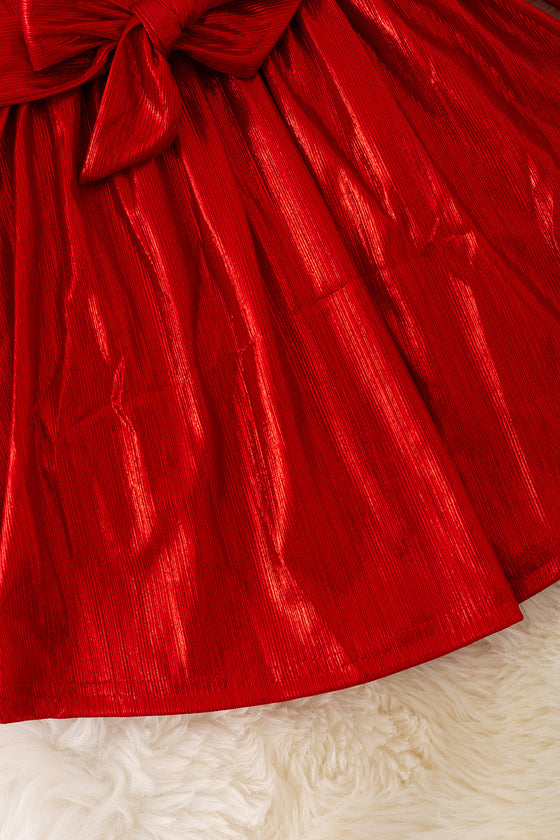 DRG42226 JEAN: Shimmery red angel sleeve dress.