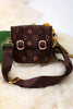 Brown 2 Buckle mini purse with wide strap. BBG40055 M