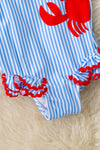 White & blue stripe & Crab printed swimsuit.  SWG60091 AMY