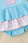 Gingham easter bunny applique on blue bodysuit. RPG60589 AMY