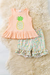 Pineapple application tank top & floral shorts. OFG60254 JEAN