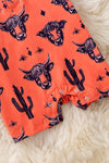 Orange Highland cow printed baby romper. RPB50727 SOL