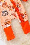 Coquette pumpkin printed girls baby onesie w/ruffle butt. RPG53657 AMY