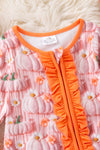 Pink pumpkin printed w/orange trim baby onesie. RPG53725 jean