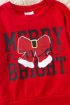 "Merry & Bright" Red pom pom sleeve sweatshirt & denim skirt. OFG51241 JEAN