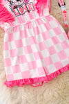 Ew Love" Checkered printed girls romper. PNG50103 AMY