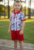 Route 66 boys printed patriotic 2 piece set. OFB50044 AMY
