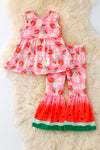 Watermelon/floral printed 2 piece set. OFG50326 AMY