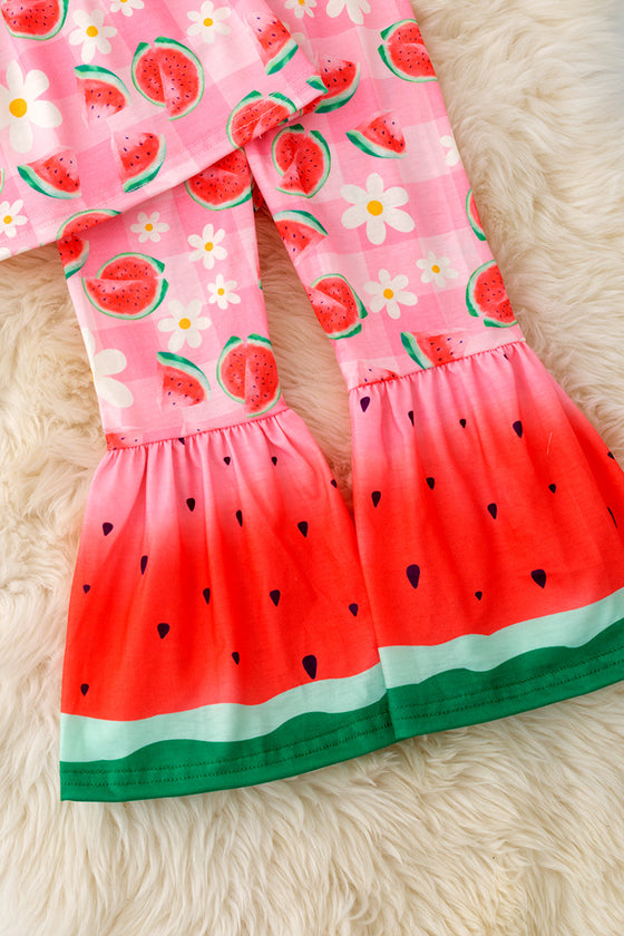 Watermelon/floral printed 2 piece set. OFG50326 AMY