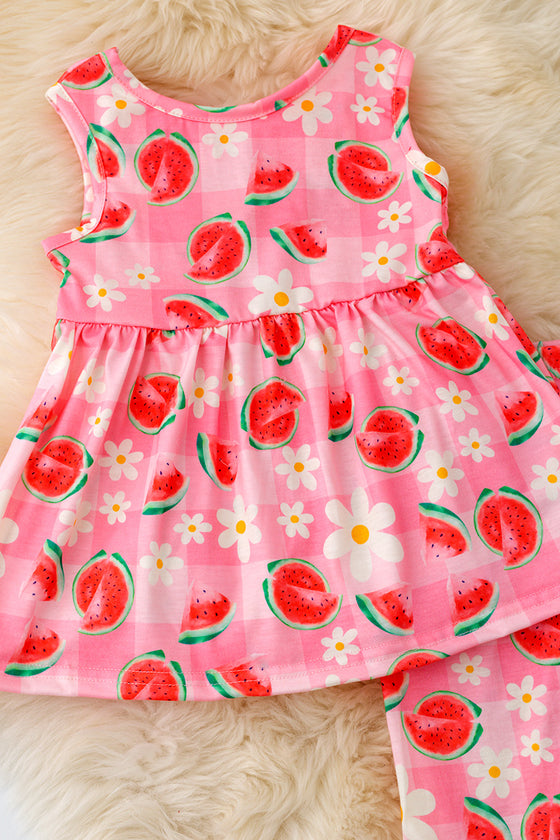 Watermelon/floral printed 2 piece set. OFG50326 AMY