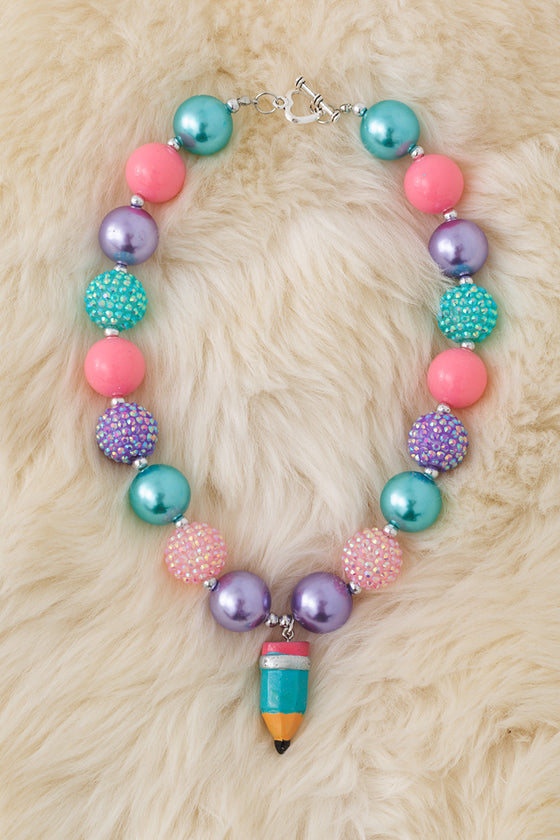 Back to school bubble necklace with pendant. 3pcs/$15.00