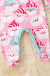 Santa printed on baby with mint trim baby romper. RPG53721 AMY