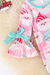 Santa printed on baby with mint trim baby romper. RPG53721 AMY