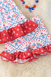 Flag printed girls twirl top & ruffle short set. OFG50219 AMY