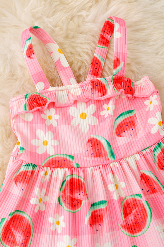 Sweet watermelon /floral ruffle dress. DRG50702 JEA