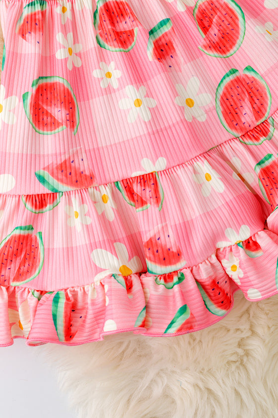 Sweet watermelon /floral ruffle dress. DRG50702 JEA