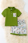 Green Boys hunting 2 piece short set. OFB50052 AMY-