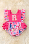 R applique baby onesie with snaps. RPG50366 Jean