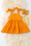 Mustard gauze crinkle fabric dress.  DRG50866 JEAN