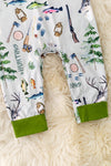 Hunting buddy baby romper with green hem. RPB50189 AMY