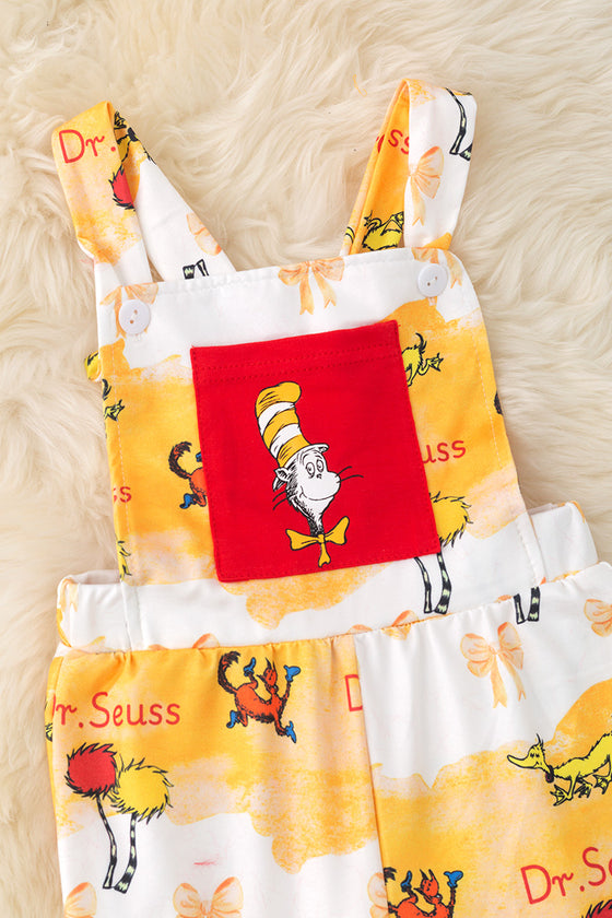 Dr.Seus** printed romper w/fur trim. PNG50132 AMY