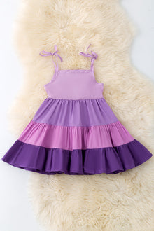  Multi-Purple tone ruffle dress. DRG50868 SOL