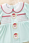 Mint & white stripe santa smock baby set. OFG51669 AMY