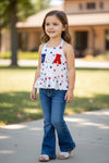USA applique ruffle patriotic halter top. TPG50198 Jean
