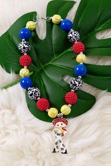  Multi-Color bubble necklace w/ cowgirl pendant. 3pcs/$15.00 ACG40218 M