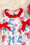 Coquette multi printed patriotic baby romper. RPG50582 SOL