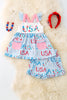 USA floral printed on lt. blue tunic & shorts. OFG50350 SOL