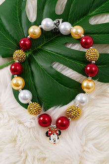  Multi-Color Bubble necklace w/character pendant. 3pcs/$15.00 ACG40272 M