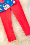 Red apple on royal blue tunic & red leggings. OFG50529