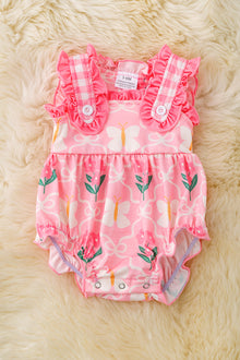  Butterfly & floral printed baby onesie with snaps. RPG50342 AMY