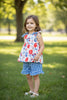 Red floral/ patriotic tunic & gingham shorts. OFG0222 JEAN