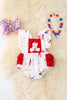 Patriotic teddy bear baby onesie with ruffle butt. RPG50340 SOL