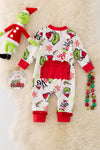 RPB40801 WEN: Gri*** Christmas character printed baby onesie.