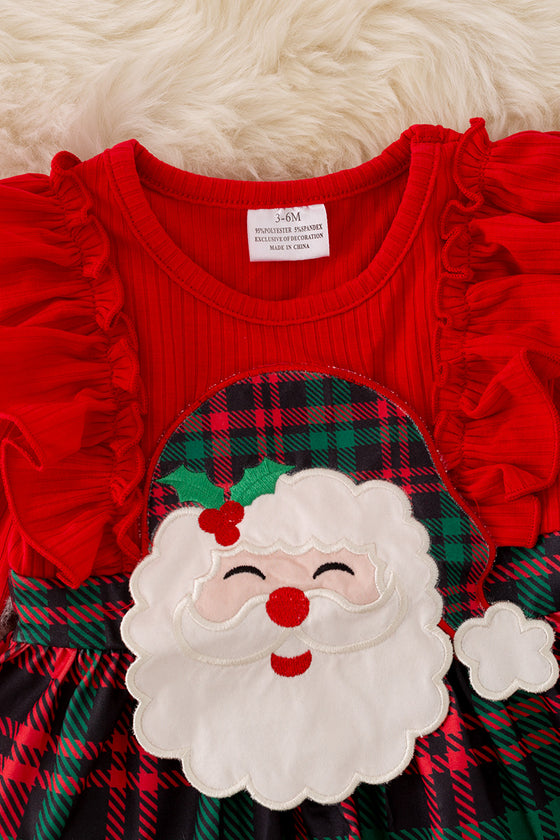 RPG40702 SOL: Santa applique baby onesie with snaps.