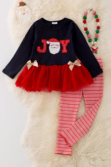  OFG41780 AMY: Joy applique ruffle top & striped leggings.