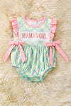 "Mama's girl" Mint green plaid romper. RPG60299 JEAN